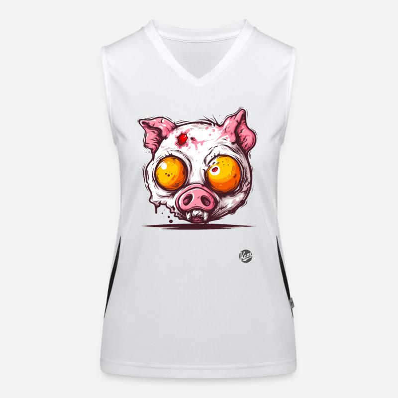 Spiegelei-Zombie-Schwein Funktionelles Kontrast-Tank Top für Frauen