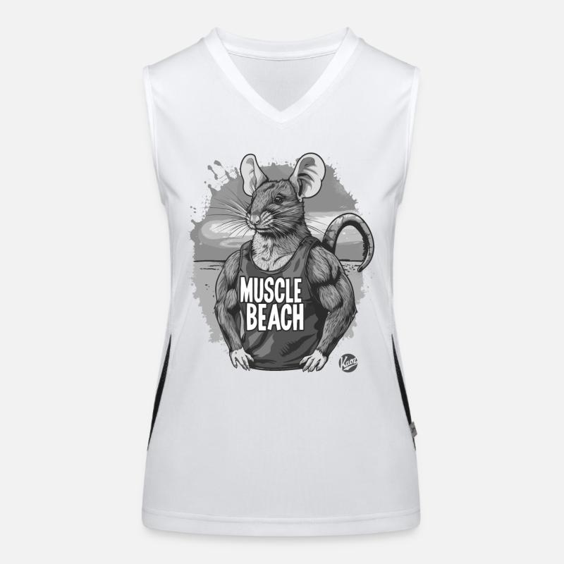 Retro Bodybuilder Muskel Strand Ratte Funktionelles Kontrast-Tank Top für Frauen