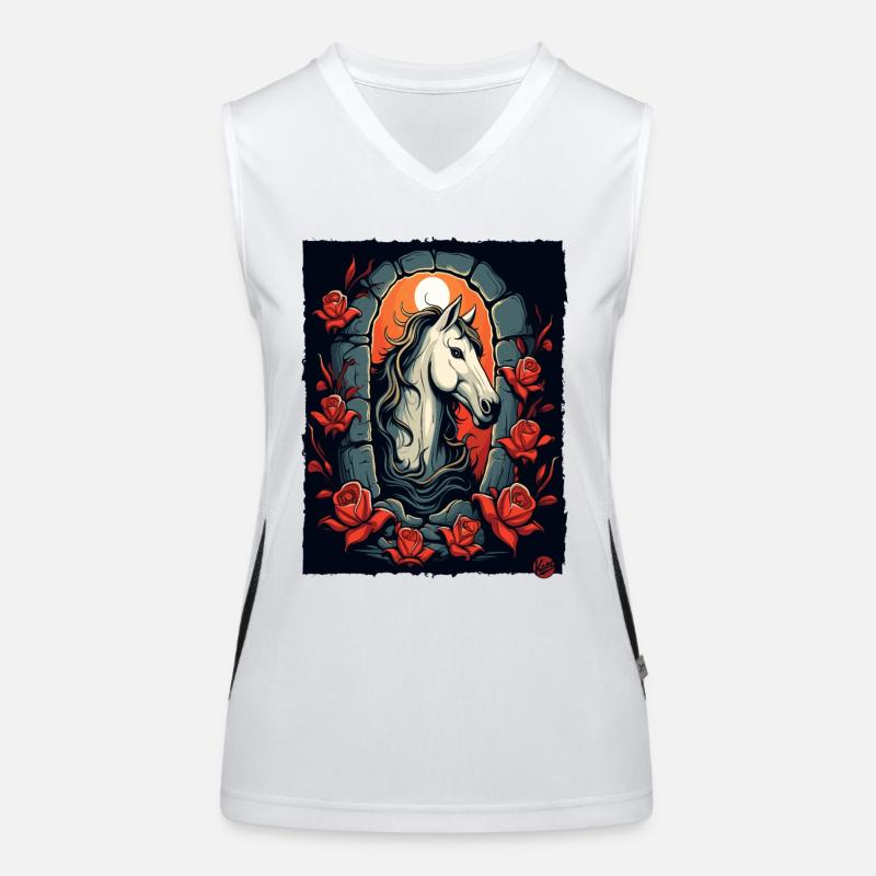 Roses et cheval Débardeur respirant contrasté Femme