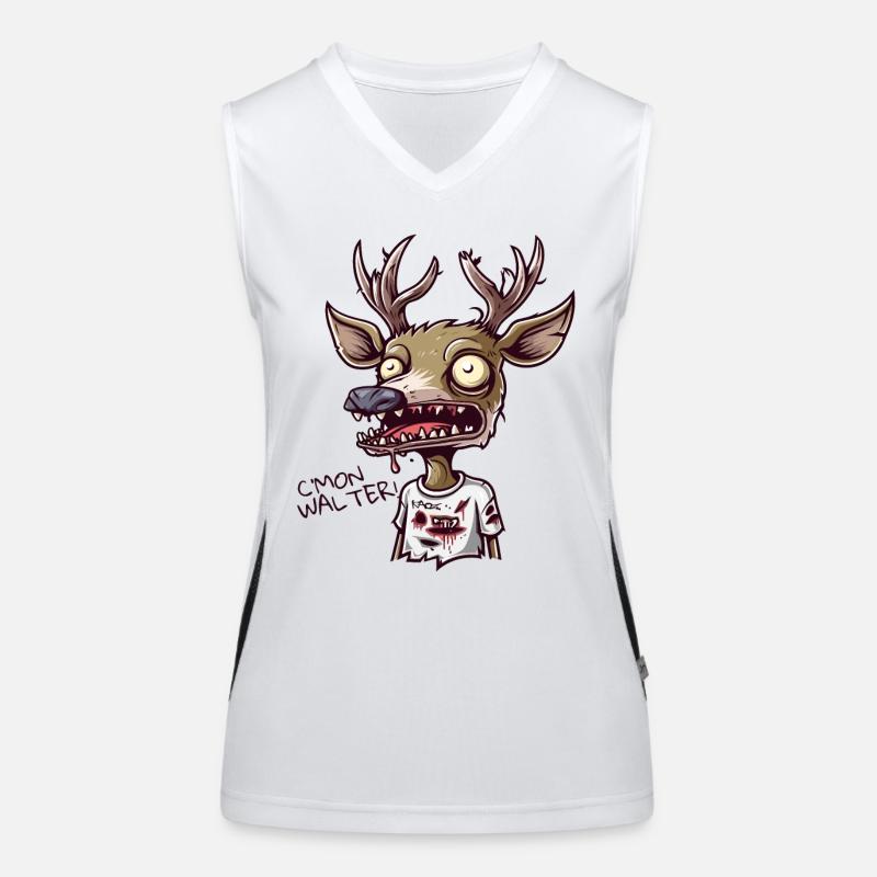 Completely exhausted reindeer asks Walter for more Women's Functional Contrast Tank Top