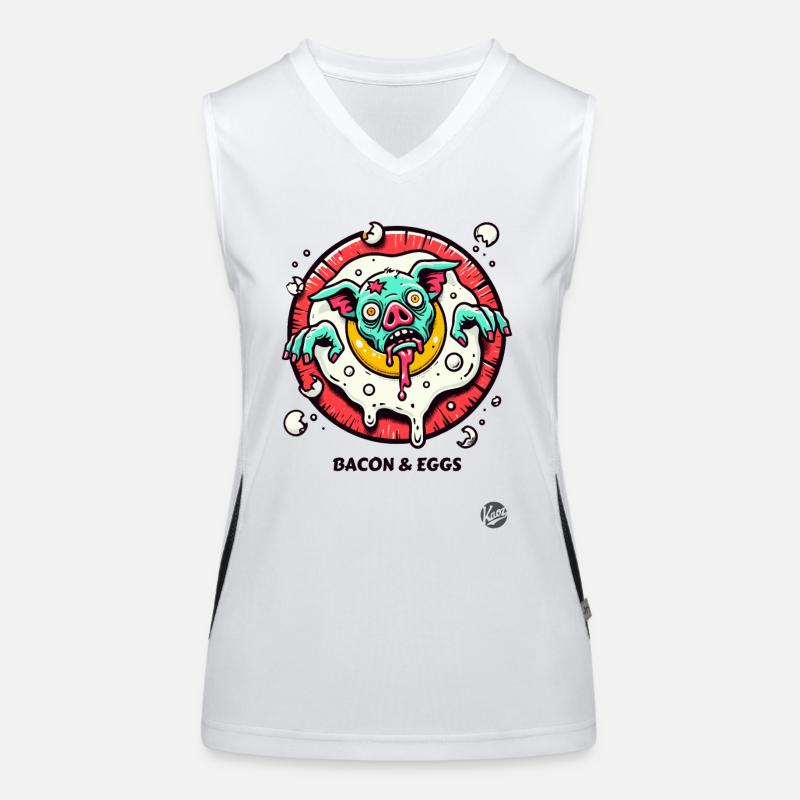Fried egg and bacon pork for breakfast Women's Functional Contrast Tank Top