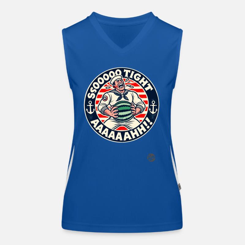 Weeping sailor with bowler hat: It's so tight! Women's Functional Contrast Tank Top