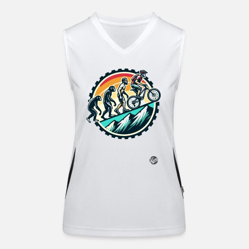 Evolution des Mountainbiker, Mountainbike Funktionelles Kontrast-Tank Top für Frauen
