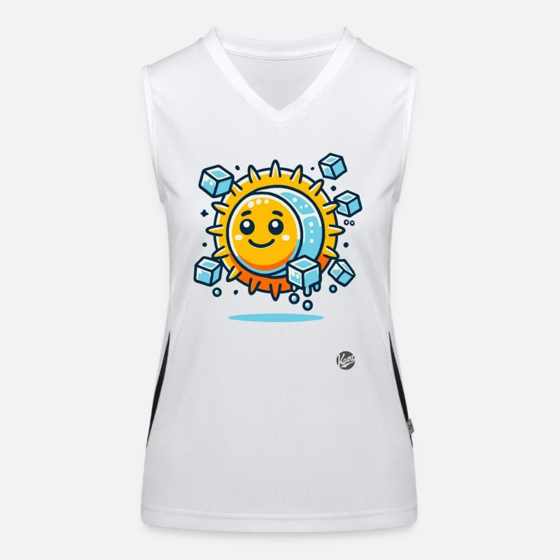 Ein cooler Eis-Würfel und eine fröhliche Sonne Funktionelles Kontrast-Tank Top für Frauen