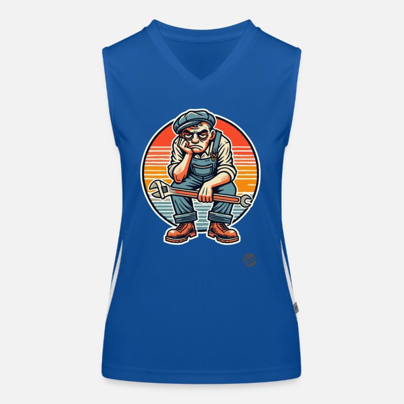 Gelangweilter Arbeiter Handwerker Funktionelles Kontrast-Tank Top für Frauen