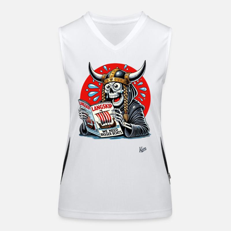 Wikinger-Sensenmann liest Langschiff-Magazin Funktionelles Kontrast-Tank Top für Frauen