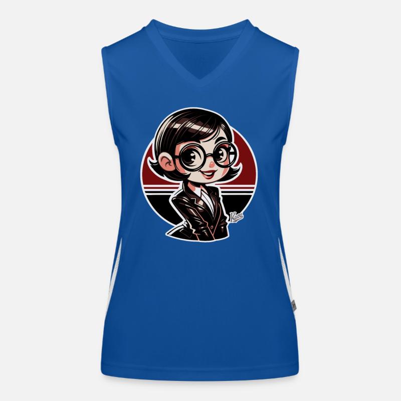Chibi-cute nerdy retro book lover Women's Functional Contrast Tank Top
