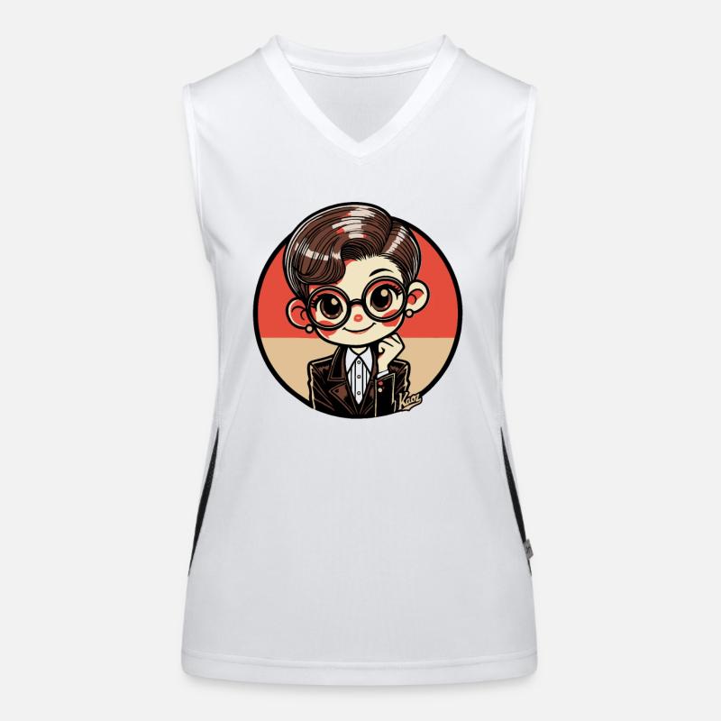 Chibi Bookworm Nerd Girl dans un style rétro Débardeur respirant contrasté Femme