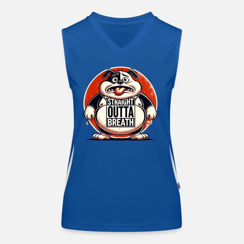 Großer, dicker Hund, direkt außer Atem Funktionelles Kontrast-Tank Top für Frauen