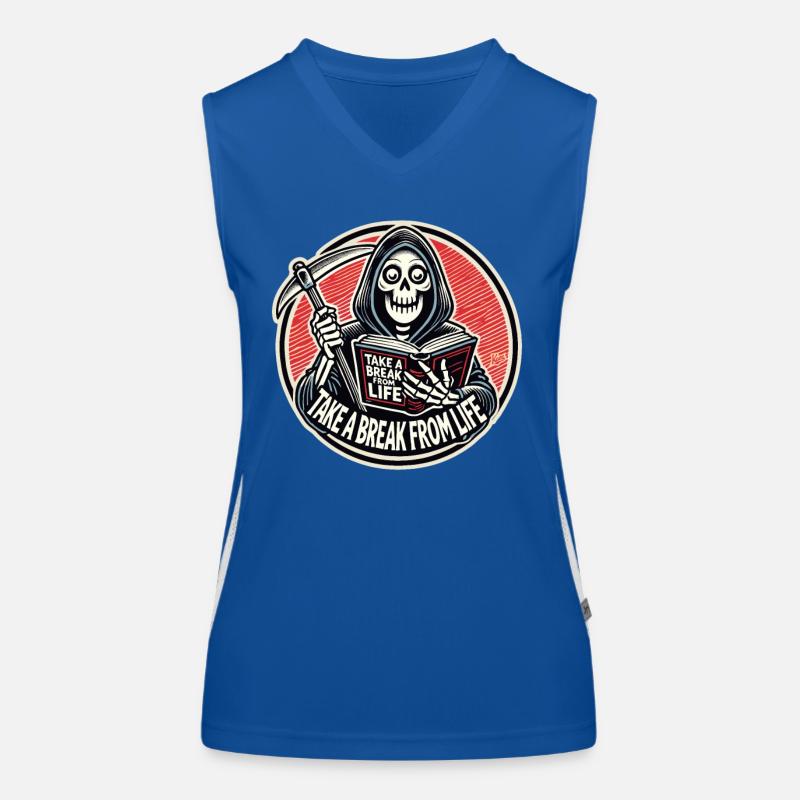 Grim Reaper lit « Faites une pause dans la vie » Débardeur respirant contrasté Femme