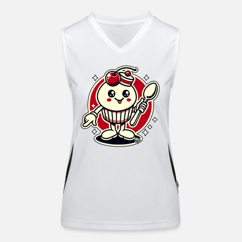 Cupcake-Kirsch-Löffel-Typ Funktionelles Kontrast-Tank Top für Frauen