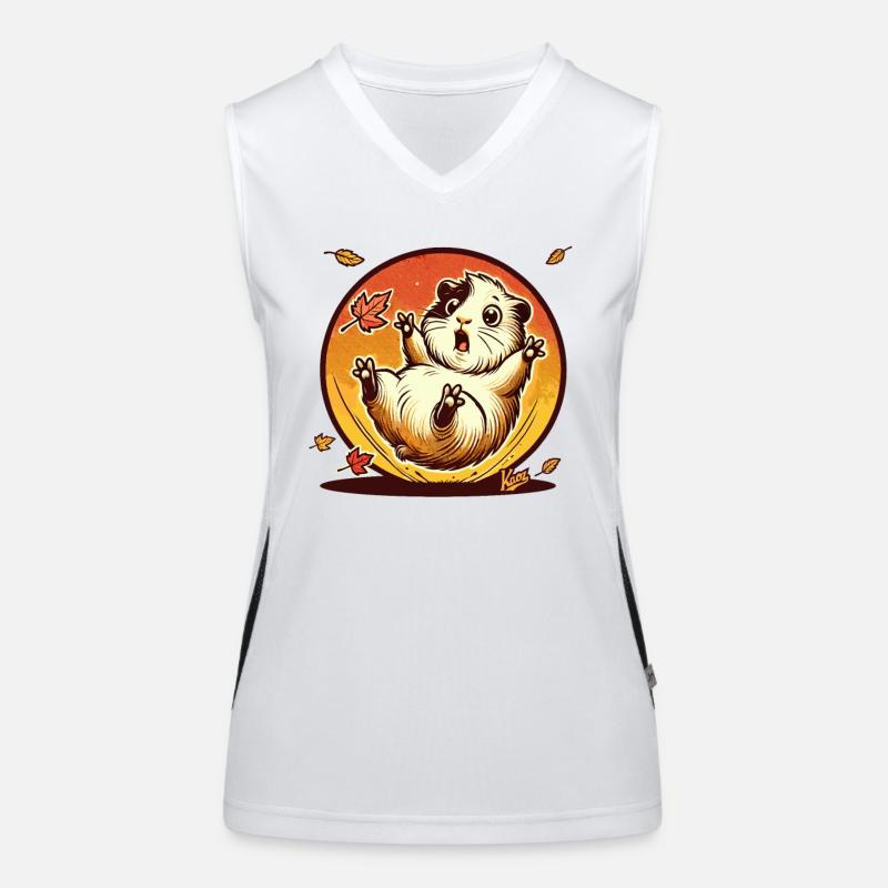Hamster with Autumn Leaves Women's Functional Contrast Tank Top