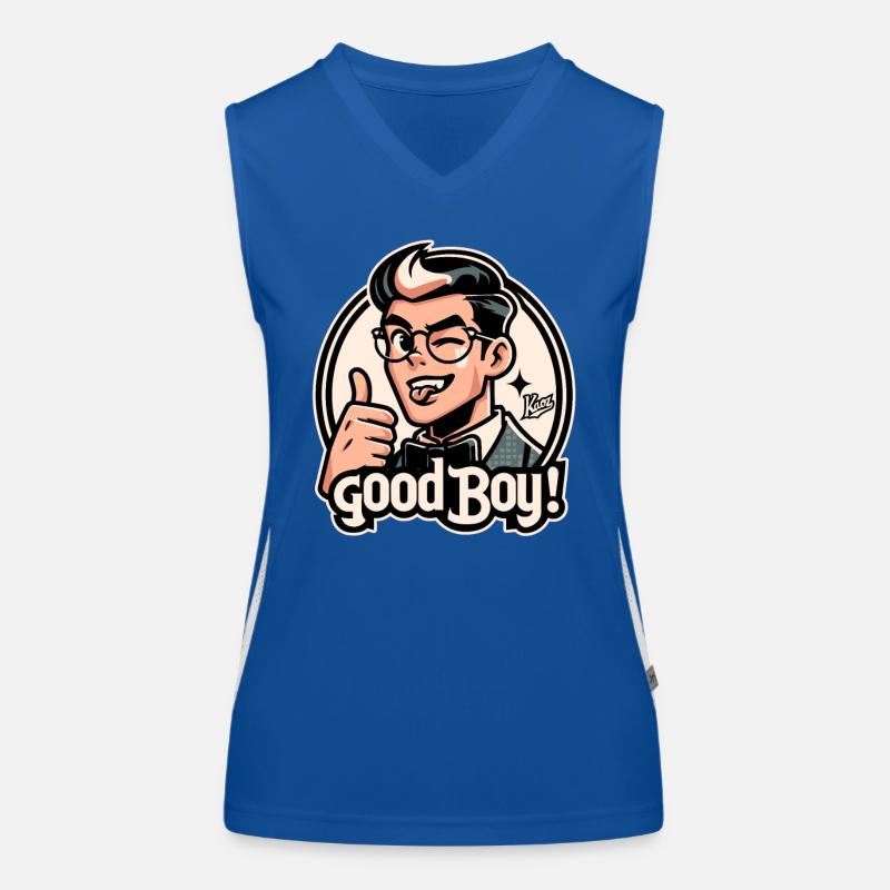 Attraktiver kluger Mann, Daumen hoch, Guter Junge! Funktionelles Kontrast-Tank Top für Frauen