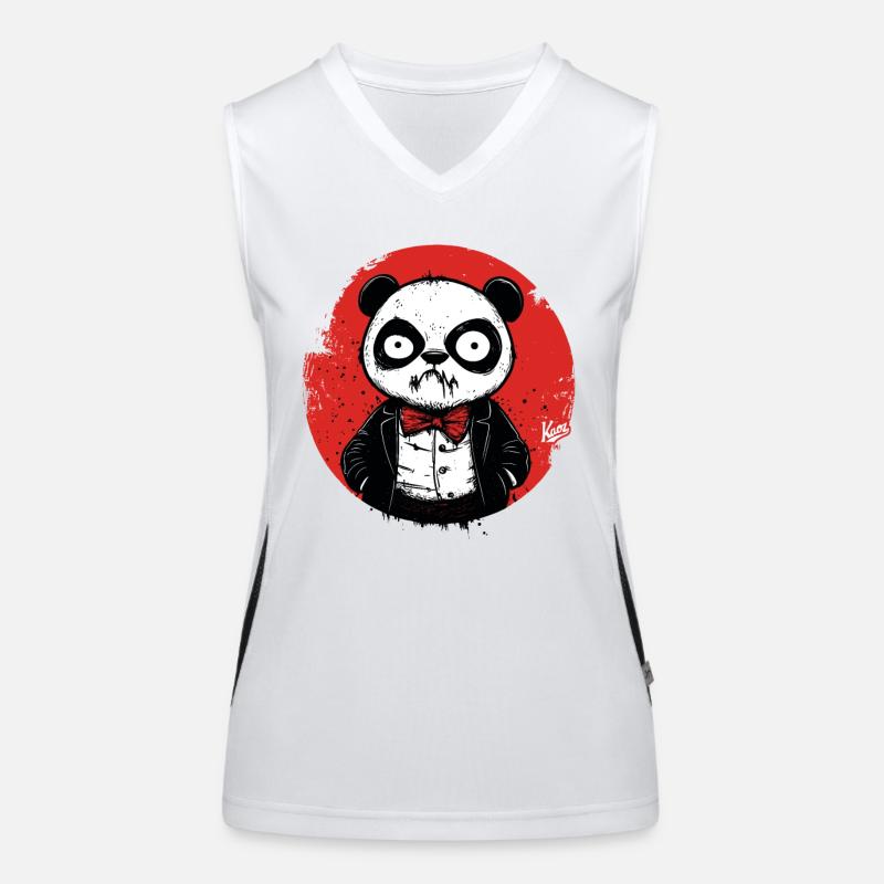 Angry disappointed panda in tuxedo Women's Functional Contrast Tank Top