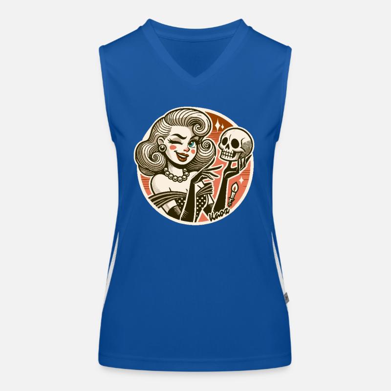 Frau mit Totenkopf Schädel Funktionelles Kontrast-Tank Top für Frauen