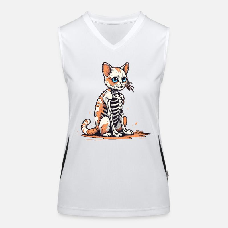 Skelett-Katze Funktionelles Kontrast-Tank Top für Frauen