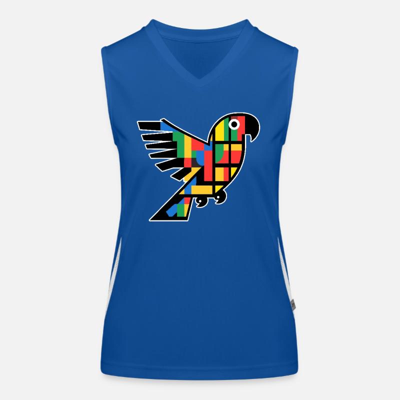 Abstrakter Kubismus Papagei Funktionelles Kontrast-Tank Top für Frauen