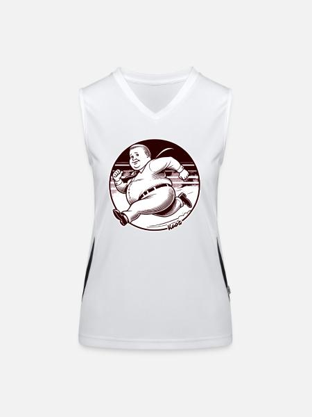 Chubby retro man running - Women's Functional Contrast Tank Top - white/black - Front