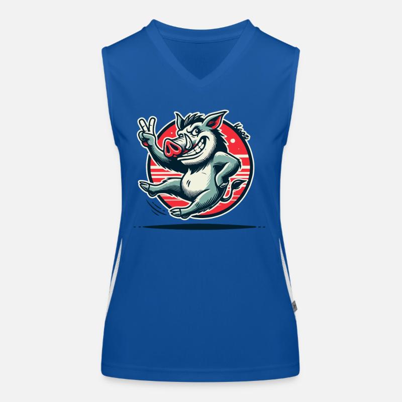 Wildschwein mit Peace-Zeichen Funktionelles Kontrast-Tank Top für Frauen