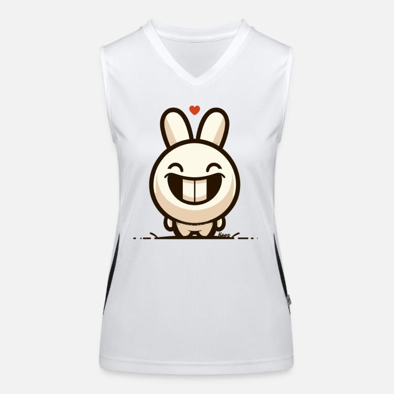 Funny bunny with big smile Women's Functional Contrast Tank Top