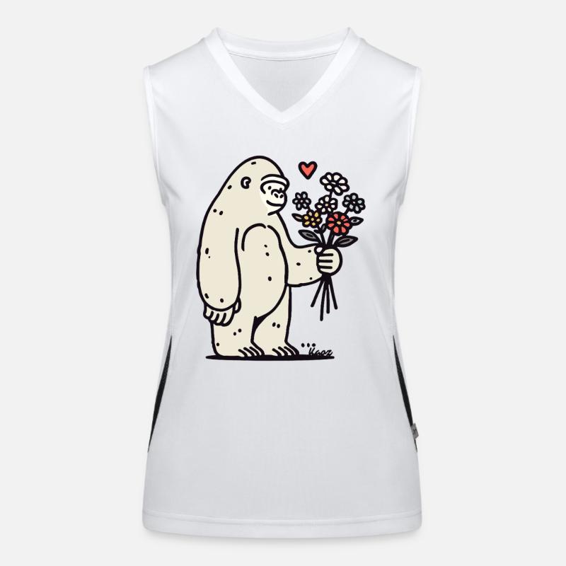 Doux gorille avec bouquet de fleurs Débardeur respirant contrasté Femme