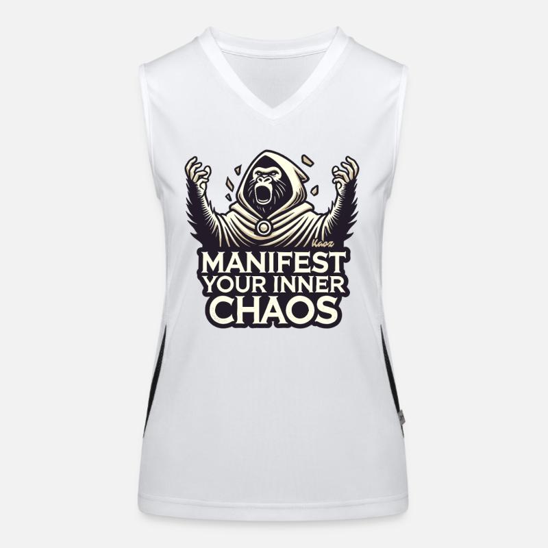 Prediger Gorilla, Manifestiere dein inneres Chaos Funktionelles Kontrast-Tank Top für Frauen