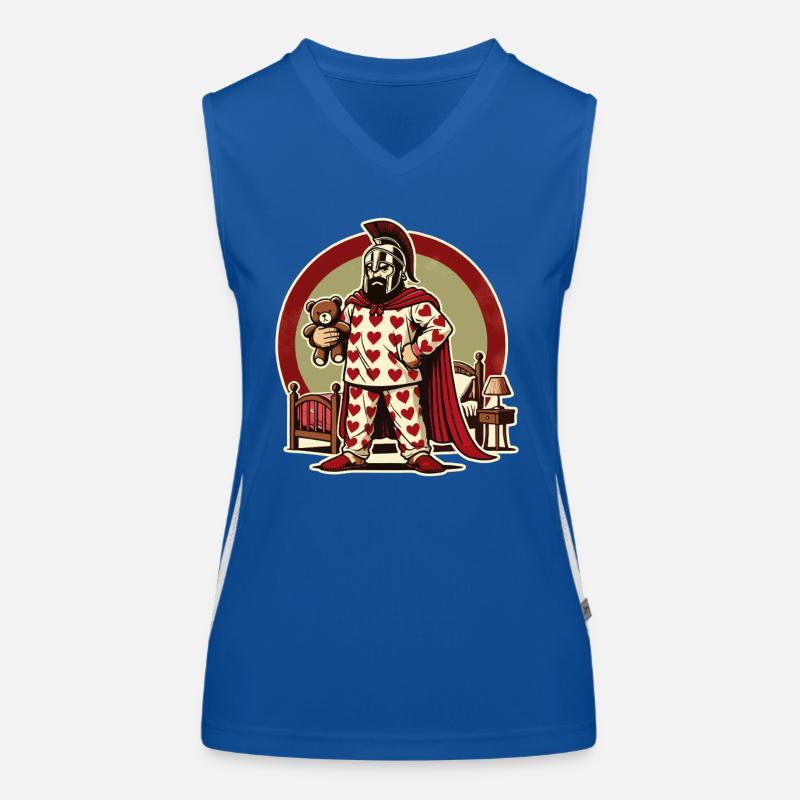 Grumpy Spartan in heart pajamas Women's Functional Contrast Tank Top