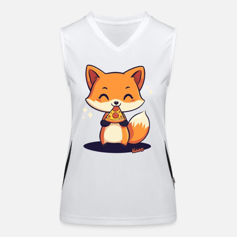 Renard kawaii mignon avec pizza Débardeur respirant contrasté Femme