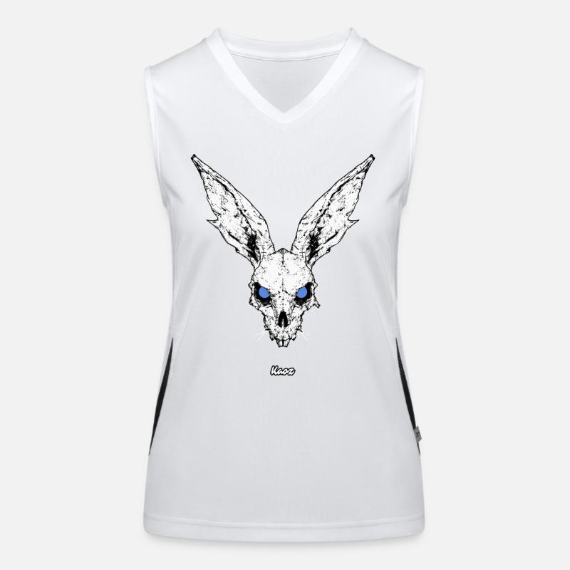 Dark skull bunny with blue eyes Women's Functional Contrast Tank Top