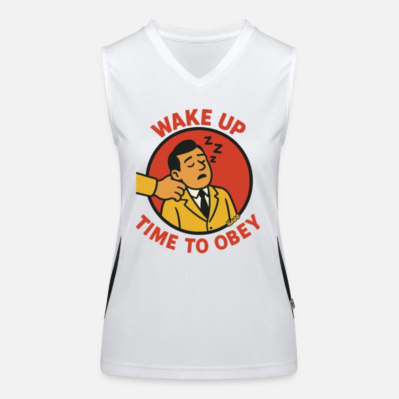 Office Workers: Wake Up, Time to Obey Women's Functional Contrast Tank Top