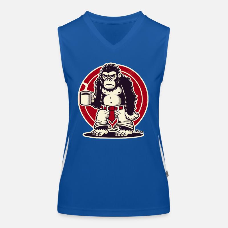 Schlechte Laune Affee mit Kaffee Funktionelles Kontrast-Tank Top für Frauen