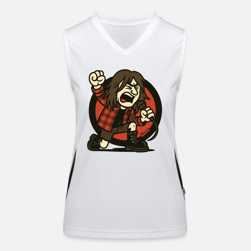 Grunge rocker with flannel and anger on the microphone Women's Functional Contrast Tank Top