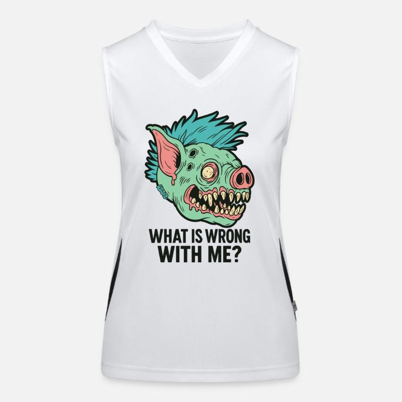 Punk Schweine Monster Kopf mit Spruch Funktionelles Kontrast-Tank Top für Frauen