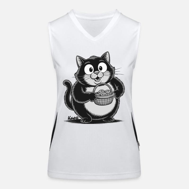 Fat cat with biscuit snacks Women's Functional Contrast Tank Top