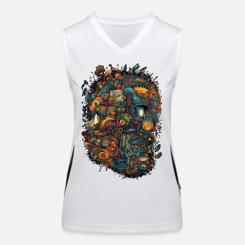 Trippy Explosion - Psychedelic Motif Women's Functional Contrast Tank Top