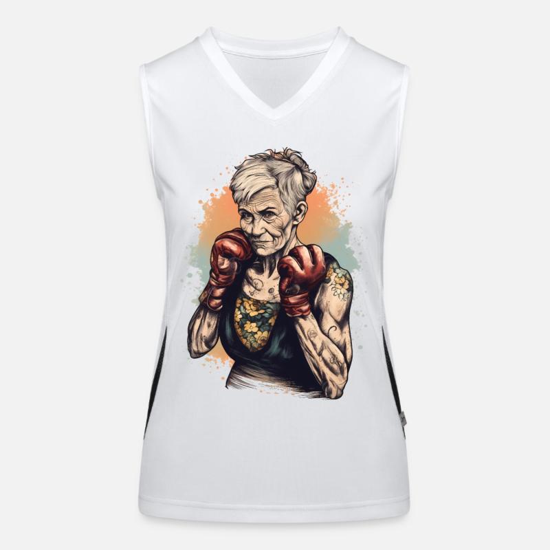 Mamie boxeuse cool avec des gants de boxe Débardeur respirant contrasté Femme