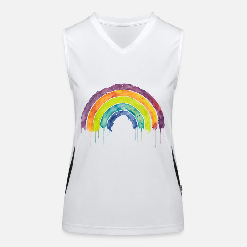 Bunter Horizont Aquarell Regenbogen Funktionelles Kontrast-Tank Top für Frauen