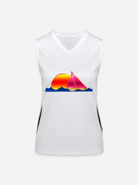 Sailing Yacht Sea Sun - Women's Functional Contrast Tank Top - white/black - Front