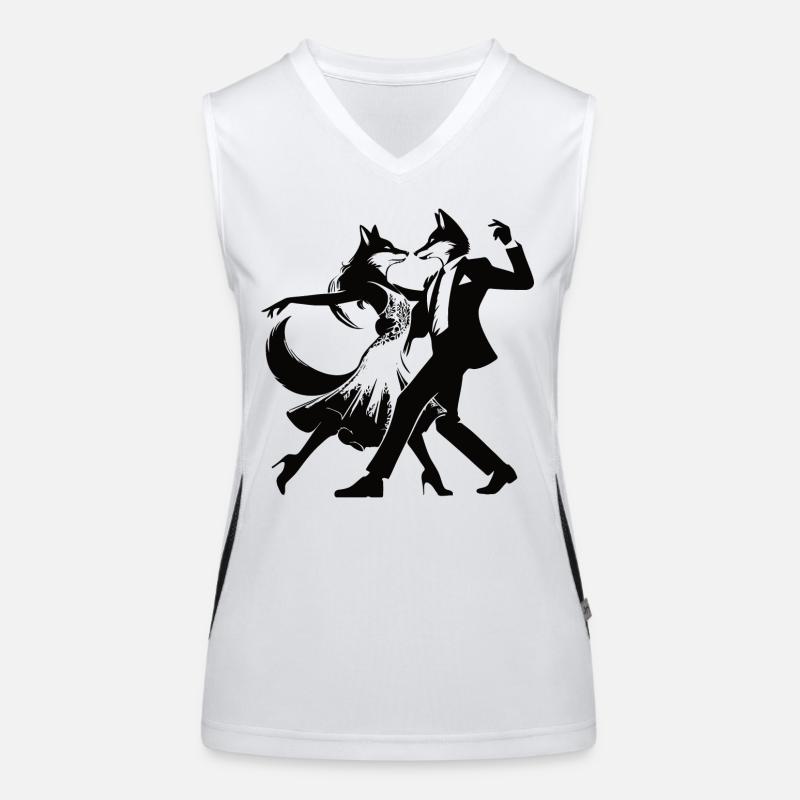 Conception élégante de danse Foxtrot avec des renards dansants Débardeur respirant contrasté Femme
