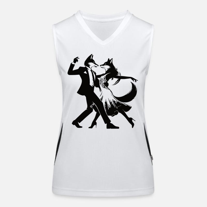 Conception élégante de couple de danse de tango avec des renards Débardeur respirant contrasté Femme