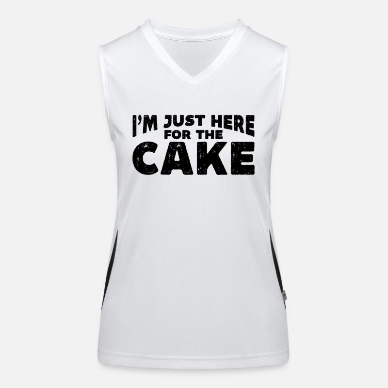 Im Just Here For The Cake Kuchen Funktionelles Kontrast-Tank Top für Frauen