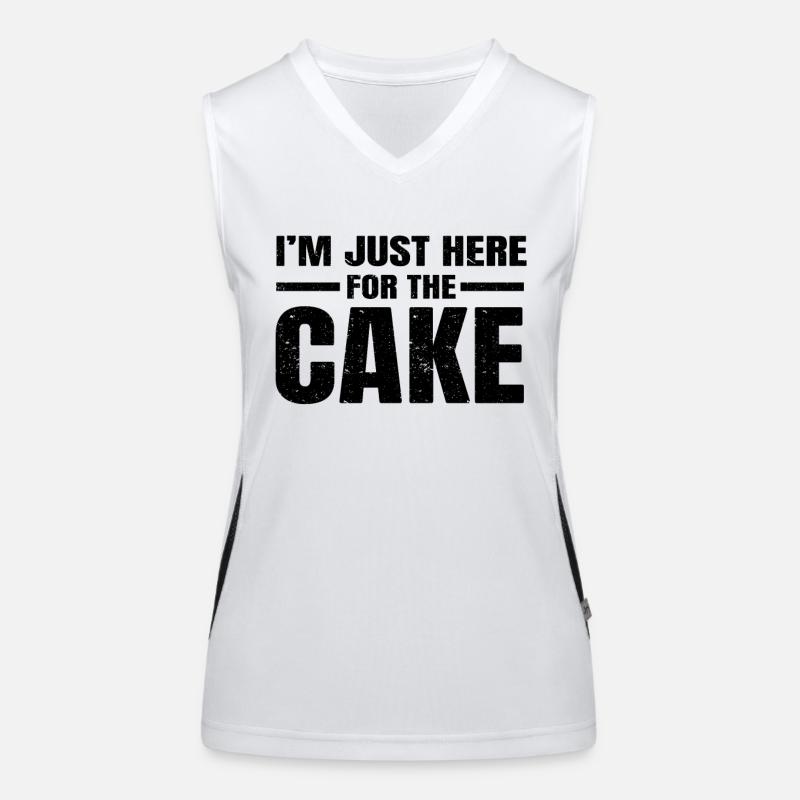 Im Just Here For The Cake Kuchen Funktionelles Kontrast-Tank Top für Frauen