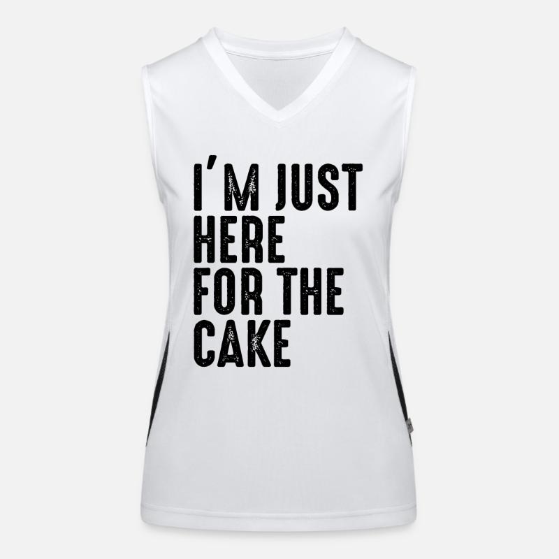Im Just Here For The Cake Kuchen Funktionelles Kontrast-Tank Top für Frauen