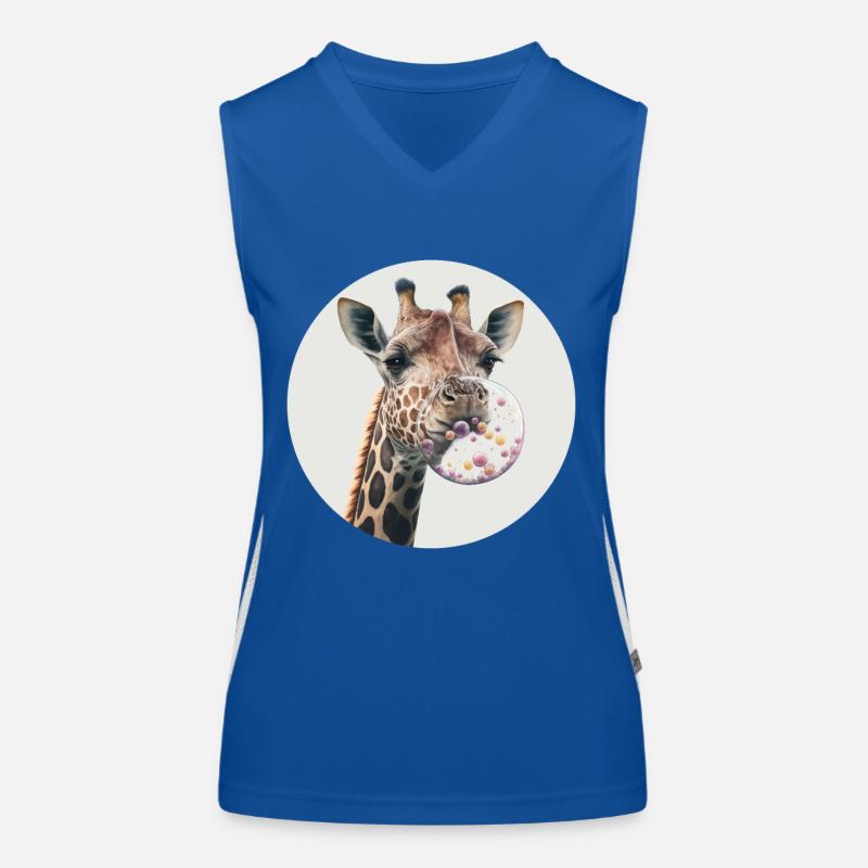 Giraffe Chewing Gum Bladder Women's Functional Contrast Tank Top
