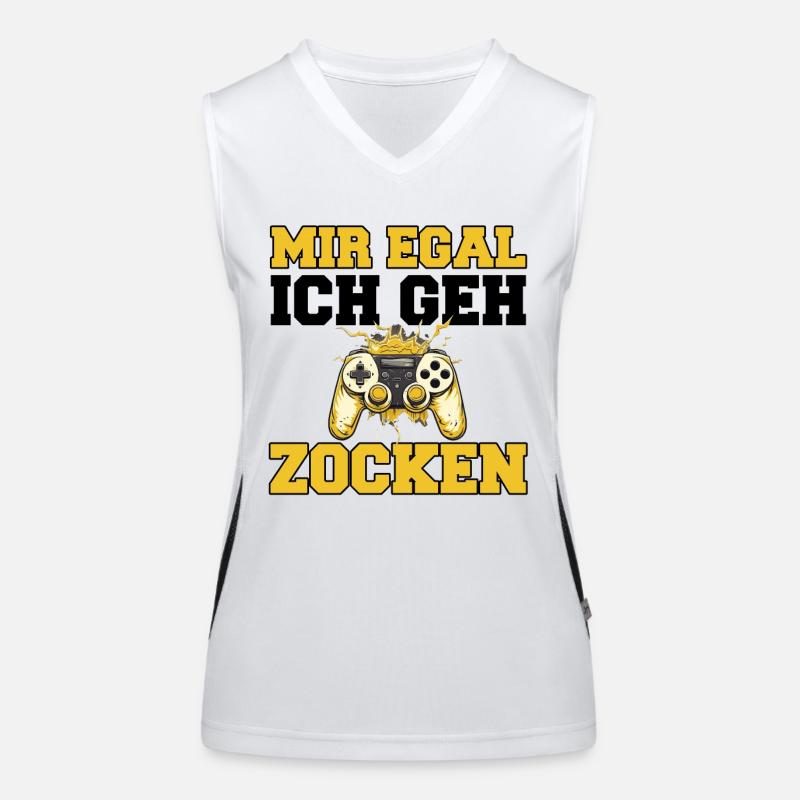 Mir Egal Ich Geh Zocken Gaming Spruch Funktionelles Kontrast-Tank Top für Frauen