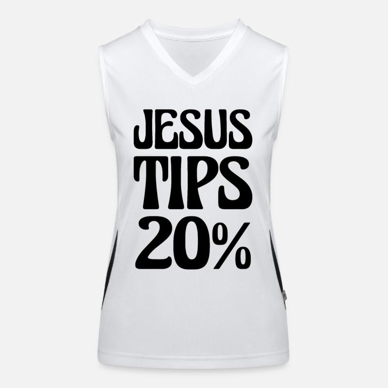 Jesus gibt 20% Sei nett zur Bedienung Funktionelles Kontrast-Tank Top für Frauen