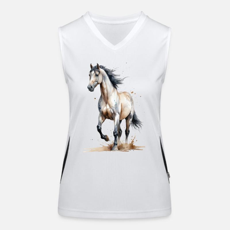 Aquarell Pferd fängt den Wind ein Funktionelles Kontrast-Tank Top für Frauen