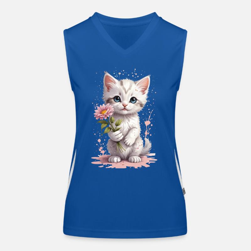 Chaton espiègle avec fleur - Aquarelle Débardeur respirant contrasté Femme
