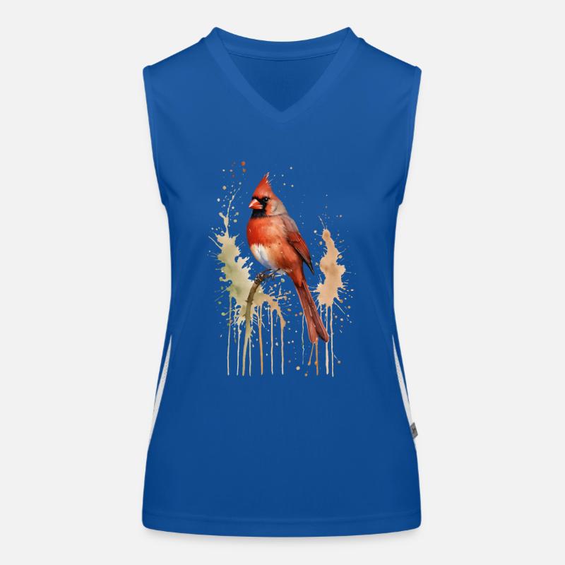 Nördlicher Kardinal Aquarell - Lebendiger Vogel Funktionelles Kontrast-Tank Top für Frauen