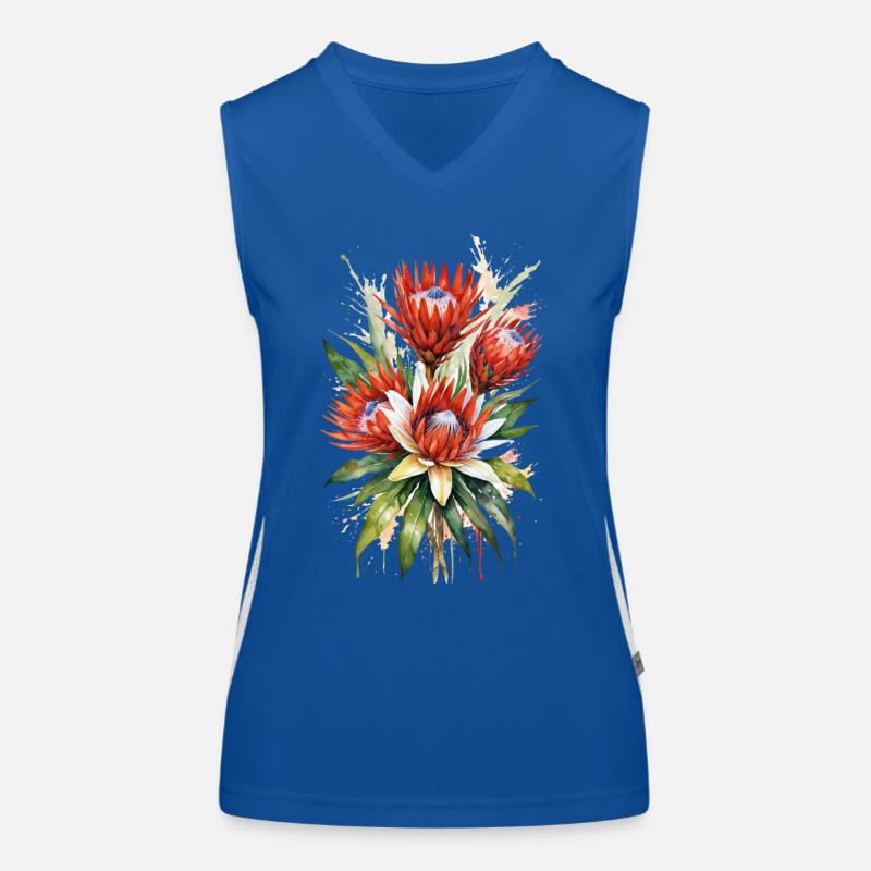 Fleurs de Protea Art de l’aquarelle | Botanique élégant Débardeur respirant contrasté Femme